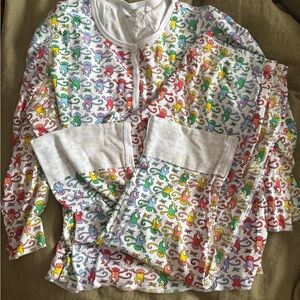 Colorful Adult roller rabbit Monkey Print pjs